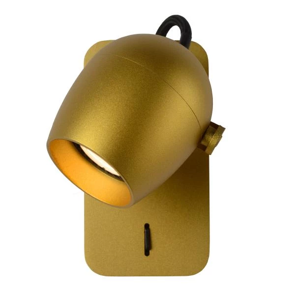 Lucide PRESTON - Wandspot - LED Dim to warm - GU10 - 1x5W 2200K/3000K - Mat Goud / Messing - detail 3